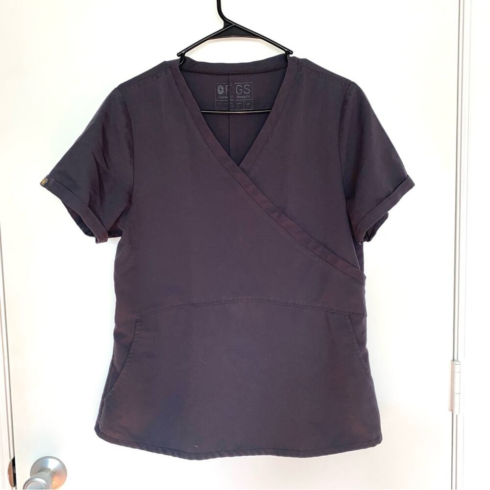 FIGS Gray Peplum Scrub Top